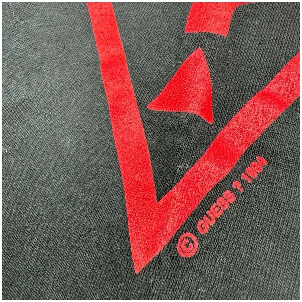 Vintage 1984 GUESS Activewear Black Graphic T-Shirt - Made in USA, Size Small - Picture 4 of 5